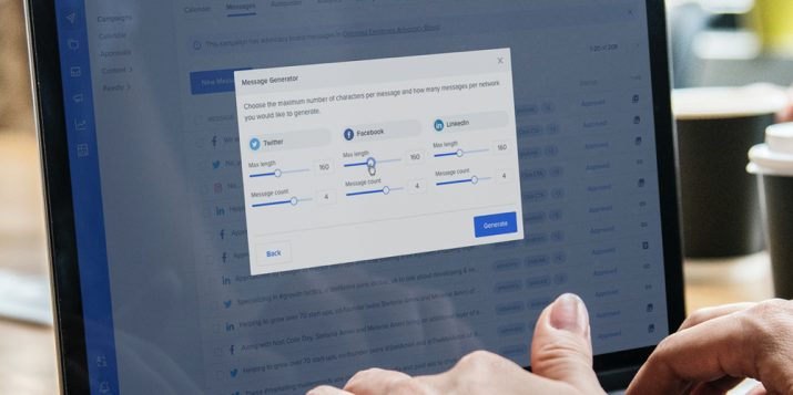 Create dozens of unique social posts in seconds with AI
