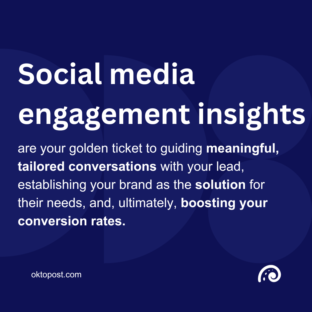 Social media engagement insights are your golden ticket to guiding meaningful, tailored conversations with your lead, establishing your brand as the solution for their needs, and, ultimately, boosting your conversion rates.