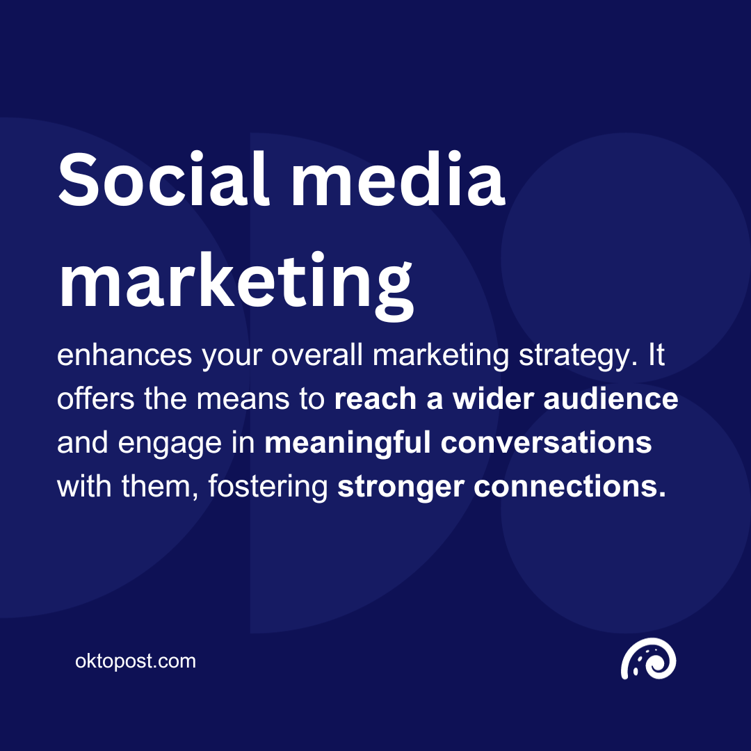 Social media marketing enhances your overall marketing strategy. They offer the means to reach a wider audience and engage in meaningful conversations with them, fostering stronger connections.
