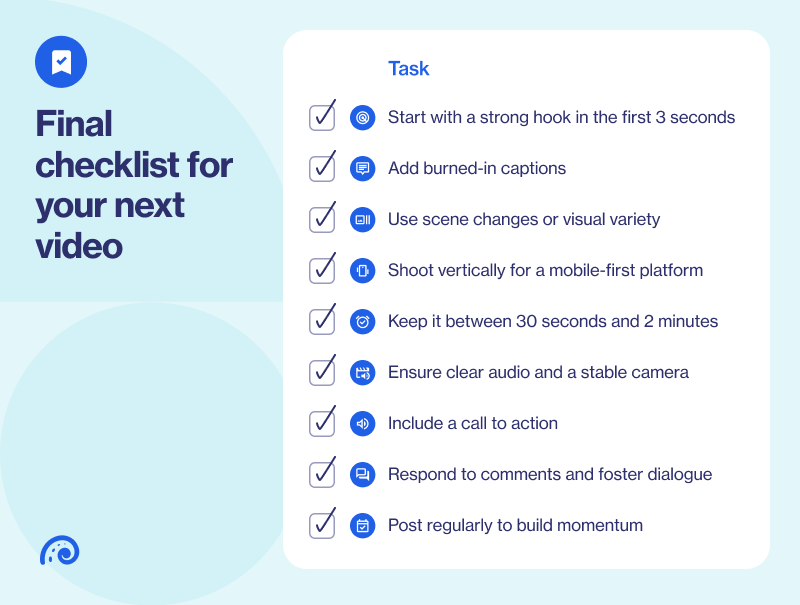 Final checklist for your next video