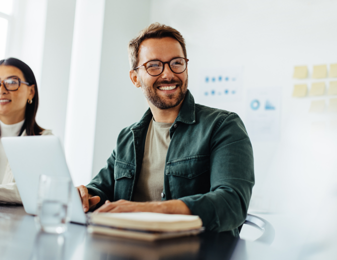 Happy company partners