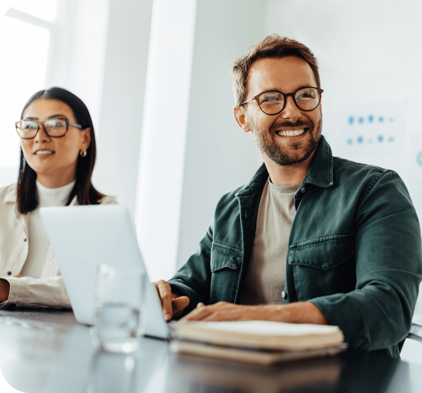 Happy company partners