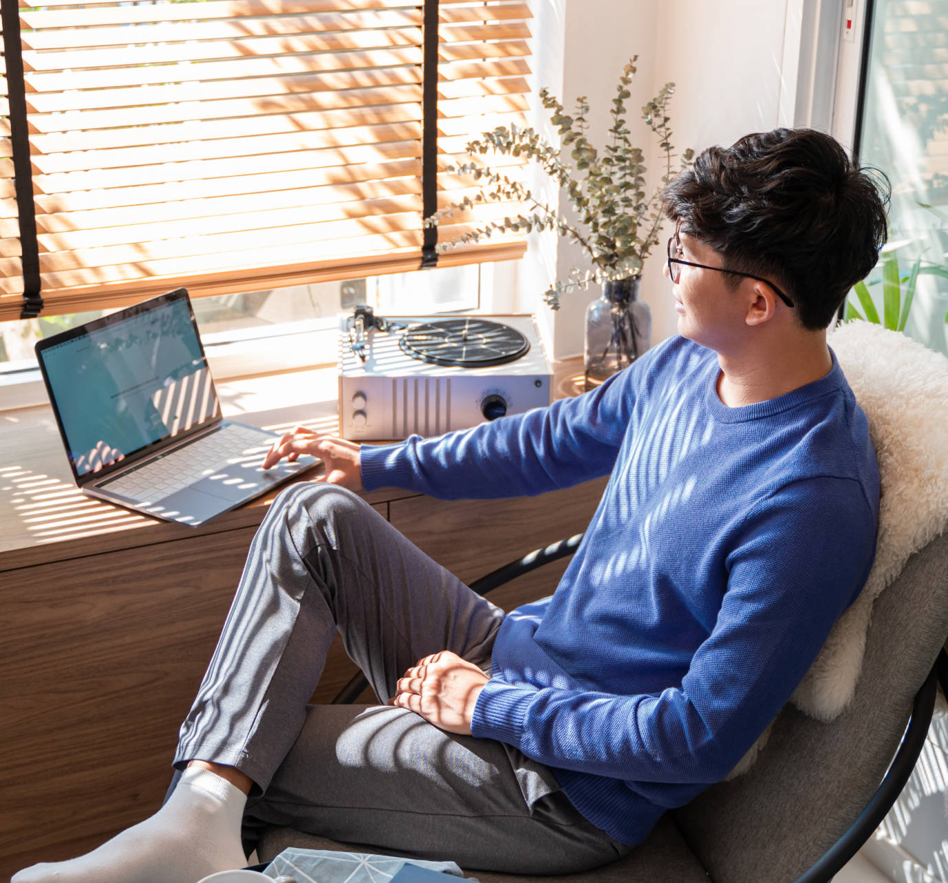 Person working on social media