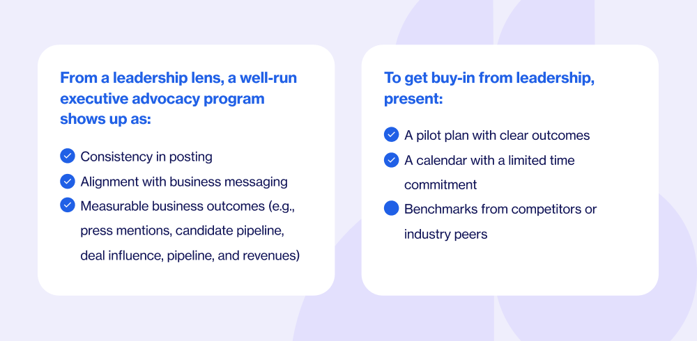 A well run executive advocacy program from a leadership lens