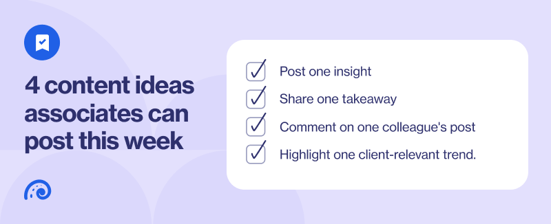Four content ideas associates can post this week