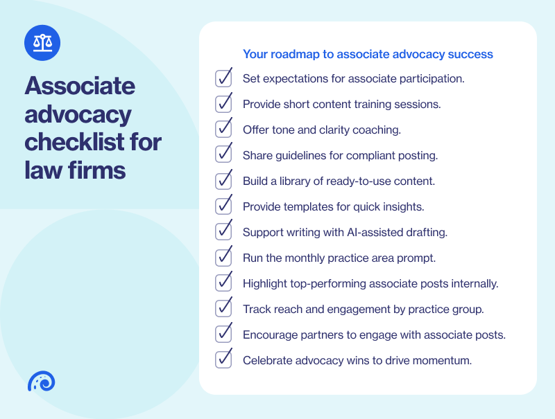Associate advocacy checklist for law firms