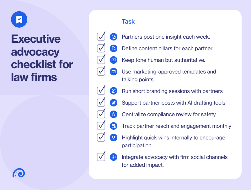 Executive advocacy checklist for law firms