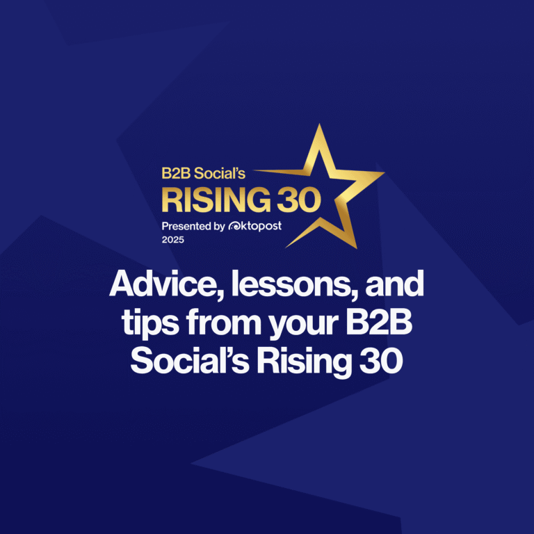 Group of B2B social media marketers sharing tips, lessons, and insights from Oktopost’s Rising 30 guide