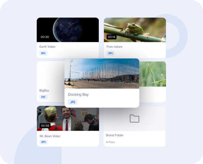 B2B social media publishing platform's media library, centralizing diverse content for scheduling.