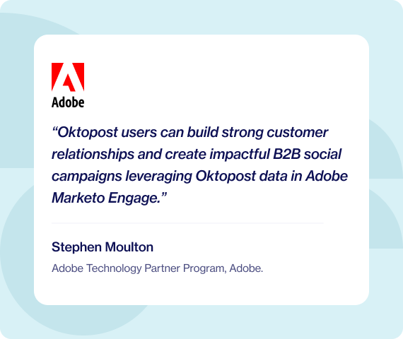 Oktopost integration with Adobe Marketo Engage for impactful B2B social campaigns and lead generation.