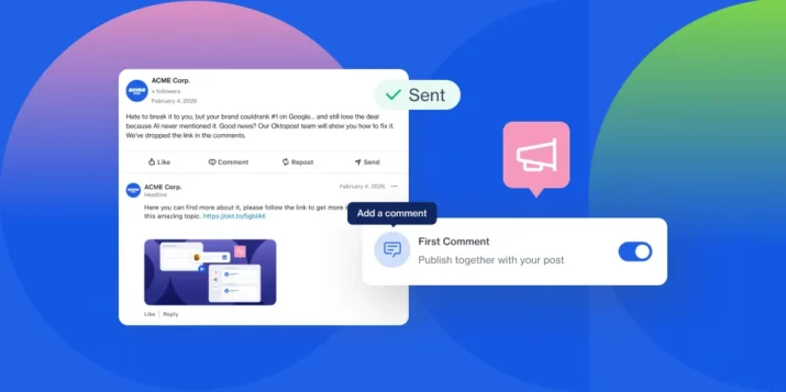 Schedule LinkedIn First Comment (and track the ROI) with Oktopost visual guide