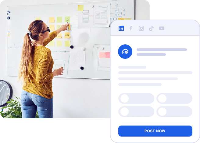 Strategizing B2B social media content and scheduling posts with a publishing platform for multiple channels.