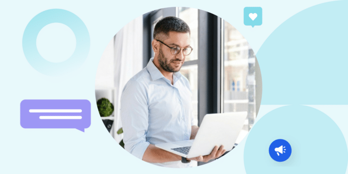 Professional using a laptop, representing how enterprise B2B organisations measure and improve employee advocacy ROI.
