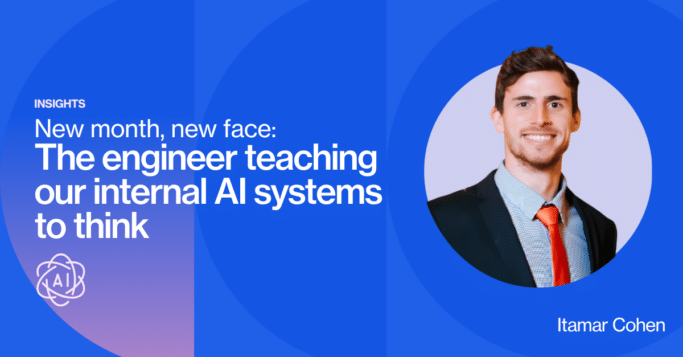Itamar Cohen, Oktopost's AI systems engineer, in the "New month, new face" Insights series graphic.